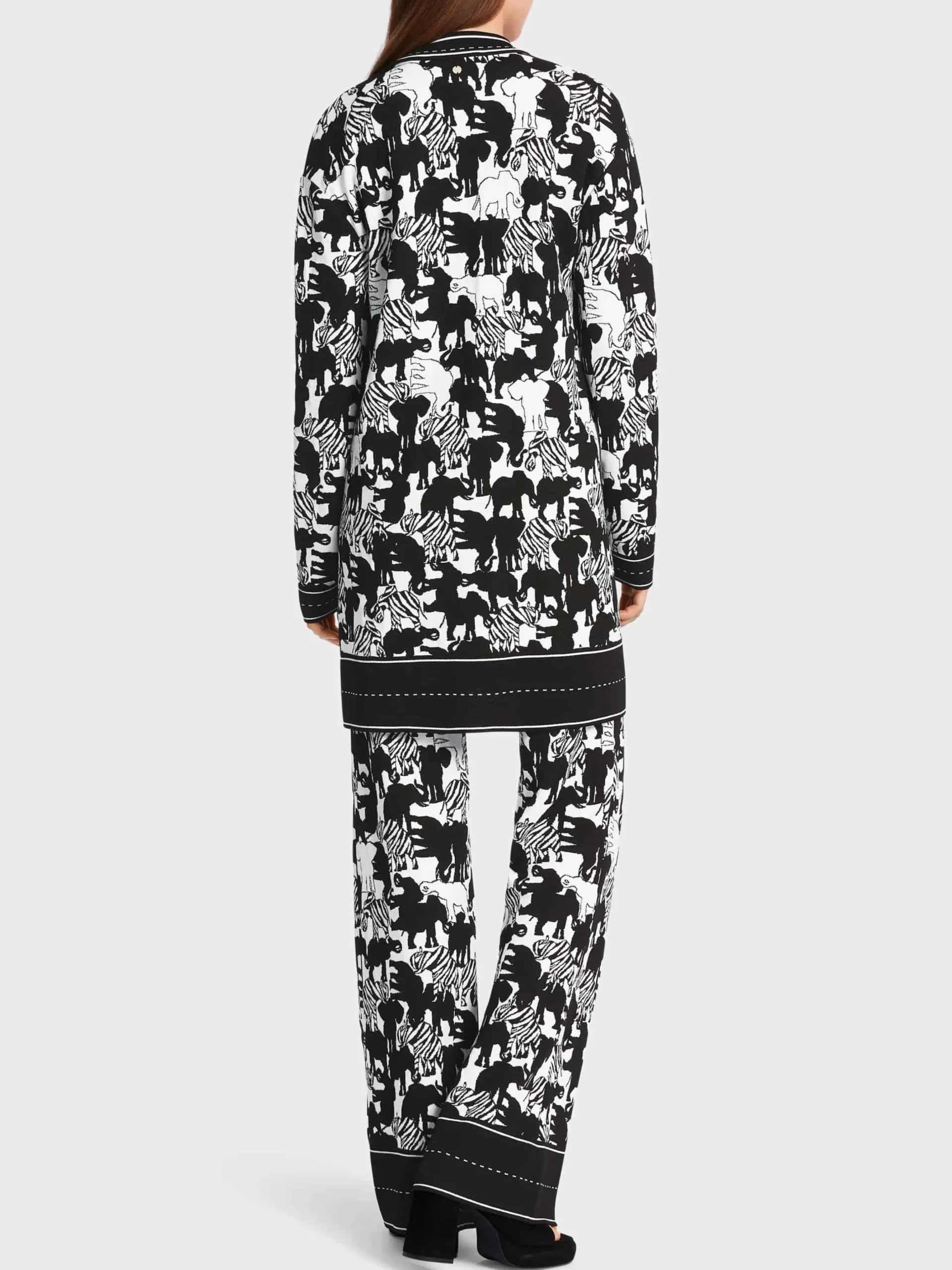 Marc Cain Jacken|Strick-ANIMAL-CARDIGAN IN DEUTSCHLAND GESTRICKT white and black