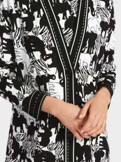 Marc Cain Jacken|Strick-ANIMAL-CARDIGAN IN DEUTSCHLAND GESTRICKT white and black