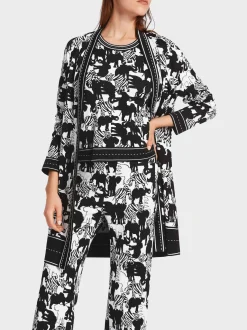 Marc Cain Jacken|Strick-ANIMAL-CARDIGAN IN DEUTSCHLAND GESTRICKT white and black