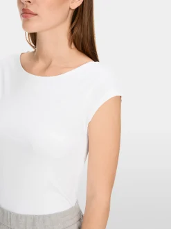 Marc Cain Shirts & Tops-BASIC-SHIRT MIT WEITEM AUSSCHNITT white