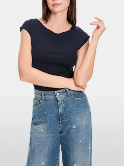 Marc Cain Shirts & Tops-BASIC-SHIRT MIT WEITEM AUSSCHNITT midnight blue