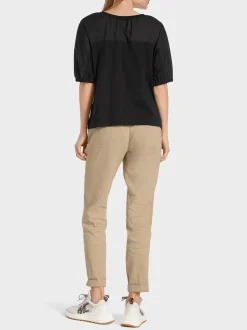 Marc Cain Shirts & Tops-BAUMWOLL-T-SHIRT IM MATERIALMIX black