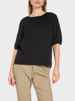 Marc Cain Shirts & Tops-BAUMWOLL-T-SHIRT IM MATERIALMIX black