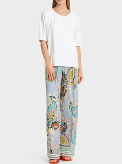 Marc Cain Shirts & Tops-BAUMWOLL-T-SHIRT IM MATERIALMIX white