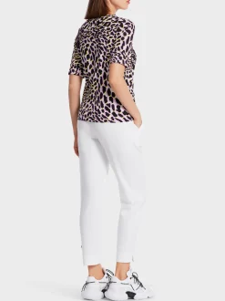 Marc Cain Shirts & Tops-BAUMWOLL-T-SHIRT MIT LEOPARDENMOTIV bright pink lavender