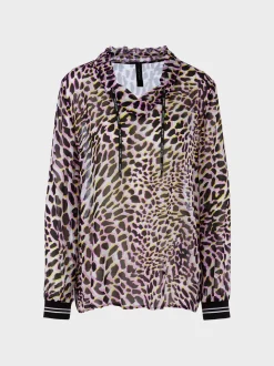 Marc Cain Blusen & Tuniken-BEDRUCKTE BLUSE AUS VISKOSECRÊPE bright pink lavender