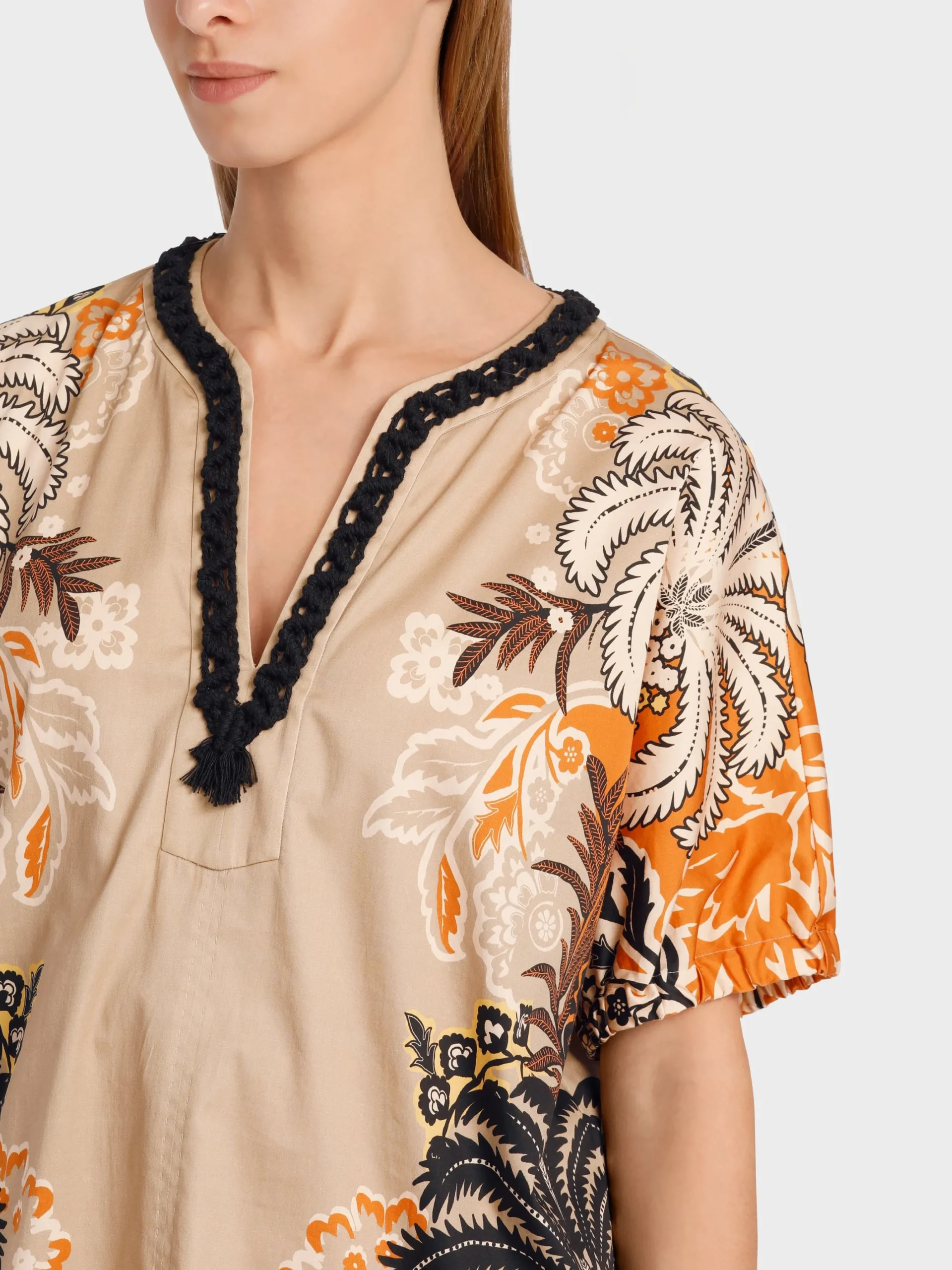 Marc Cain Blusen & Tuniken-BEDRUCKTE BLUSE IM TUNIKASTIL deep sand