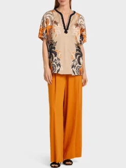 Marc Cain Blusen & Tuniken-BEDRUCKTE BLUSE IM TUNIKASTIL deep sand