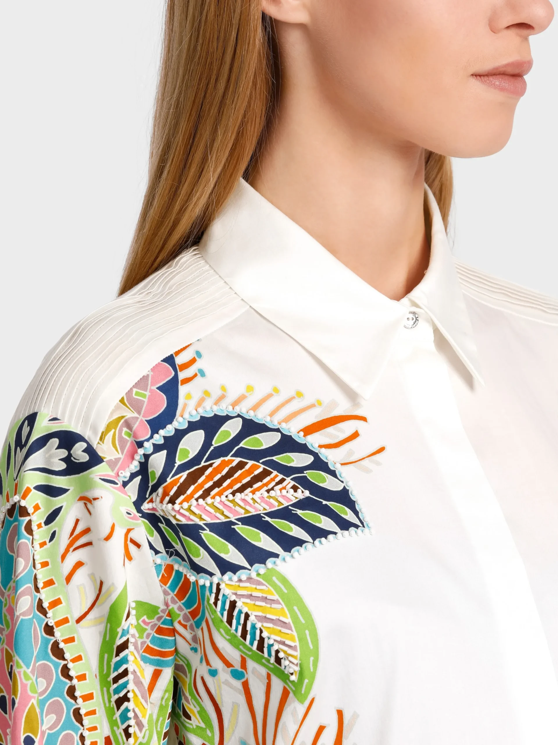 Marc Cain Blusen & Tuniken-BEDRUCKTE HEMDBLUSE IN A-LINIE white