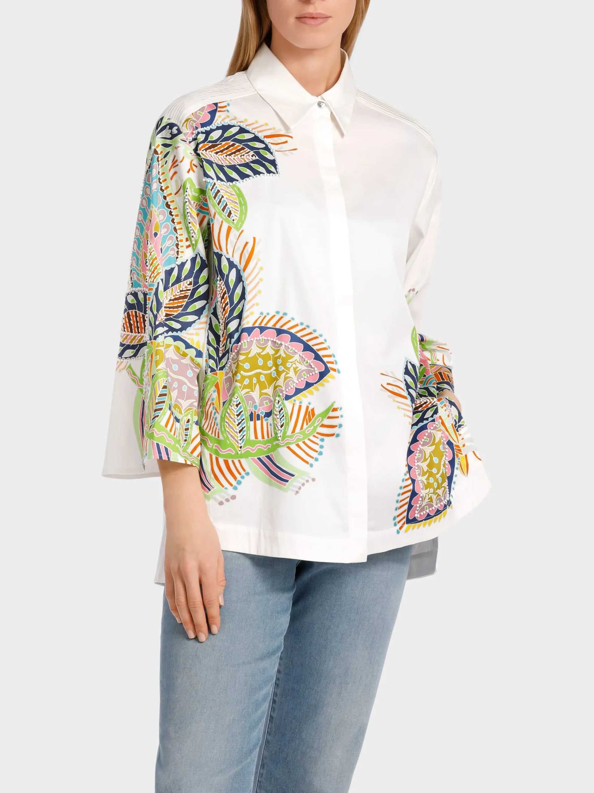 Marc Cain Blusen & Tuniken-BEDRUCKTE HEMDBLUSE IN A-LINIE white