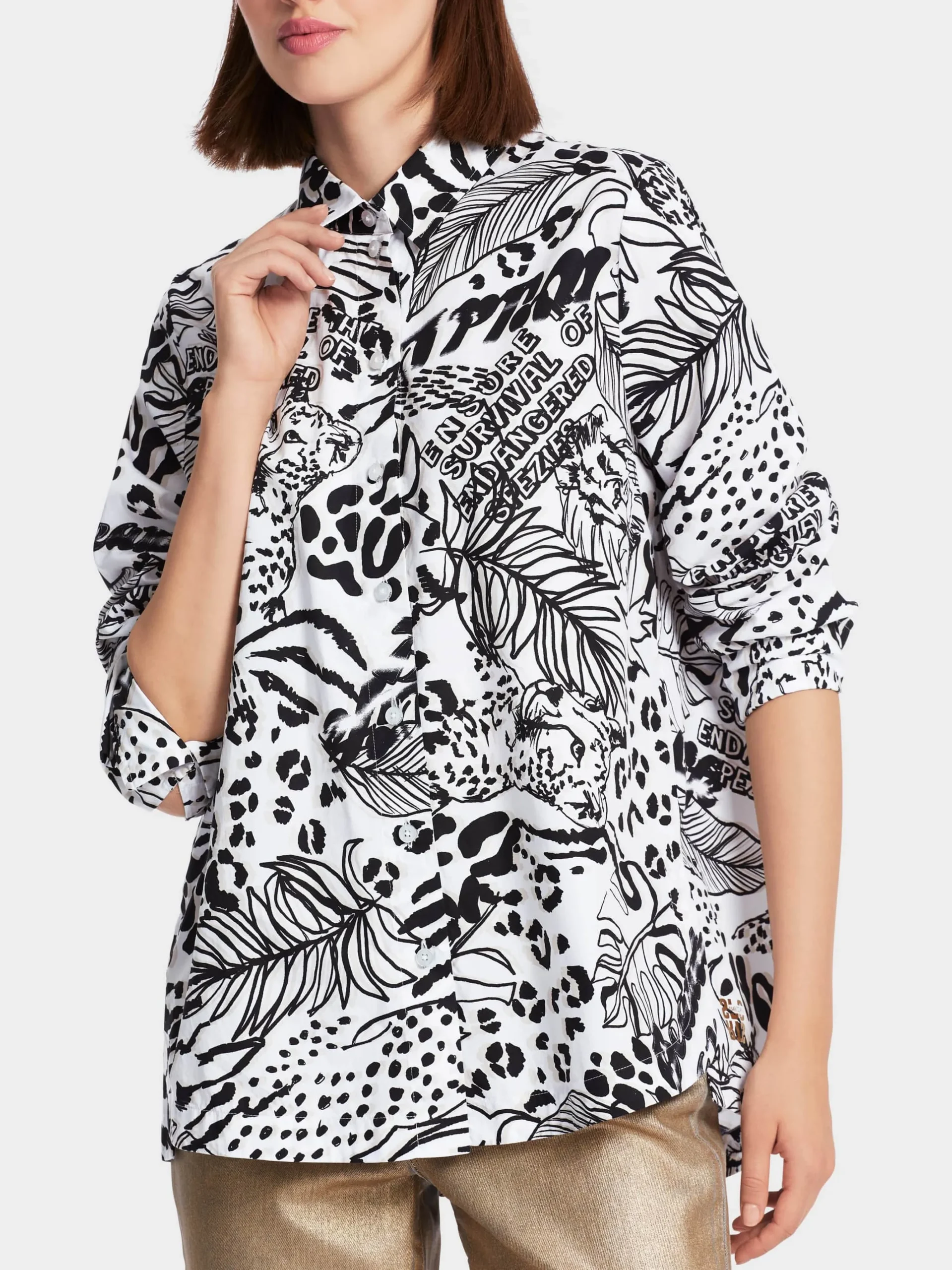 Marc Cain Blusen & Tuniken-BEDRUCKTE HEMDBLUSE "RETHINK TOGETHER" off-white