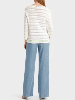 Marc Cain Pullover & Sweatshirts|Strick-BEDRUCKTER SWEATER KNITTED IN GERMANY off-white