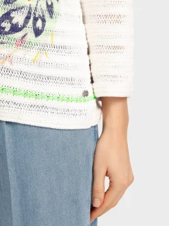 Marc Cain Pullover & Sweatshirts|Strick-BEDRUCKTER SWEATER KNITTED IN GERMANY off-white