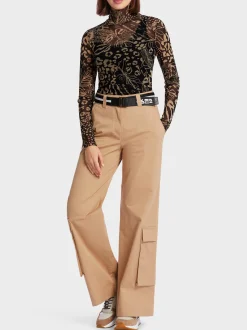 Marc Cain Shirts & Tops-BEDRUCKTES LONGSLEEVE MIT ROLLKRAGEN black