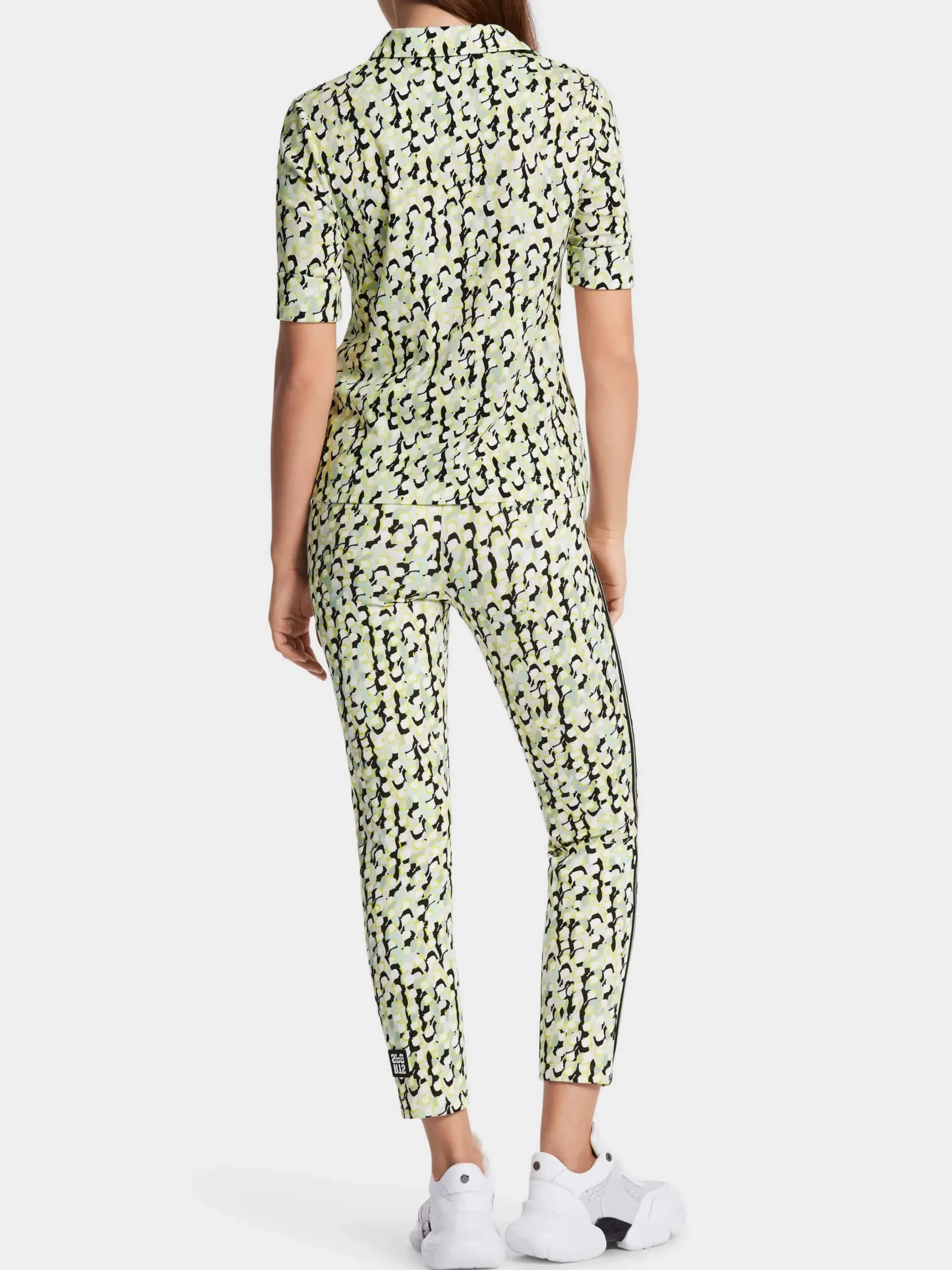 Marc Cain Shirts & Tops-BEDRUCKTES POLO SHIRT AUS BAUMWOLLRIPP soft sage