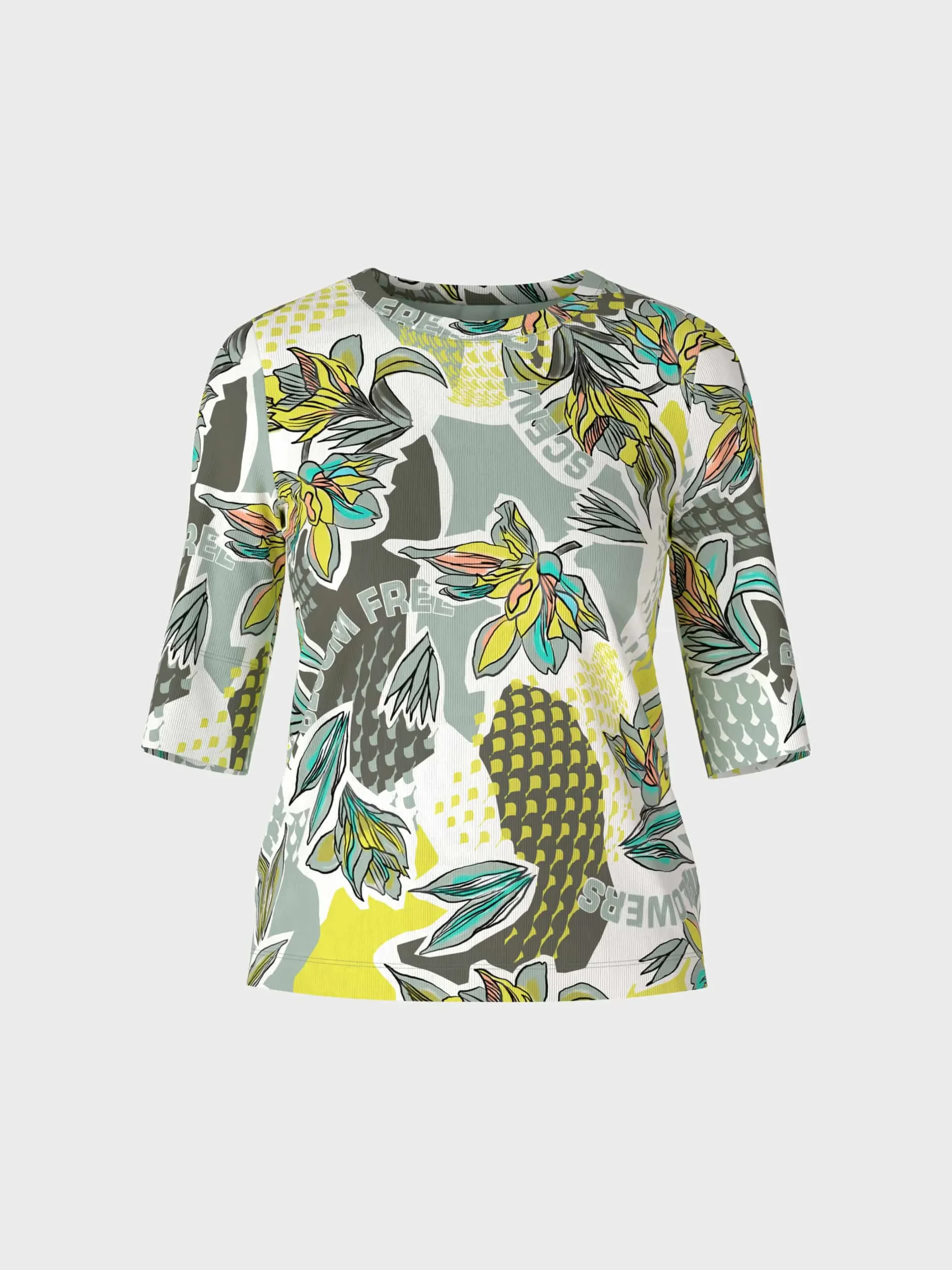Marc Cain Shirts & Tops-BEDRUCKTES T-SHIRT MIT 3/4-ÄRMEL soft sage