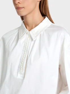 Marc Cain Blusen & Tuniken-BESTICKTE HEMDBLUSE IN A-LINIE white