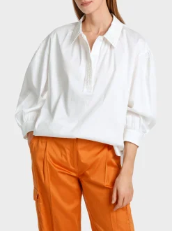 Marc Cain Blusen & Tuniken-BESTICKTE HEMDBLUSE IN A-LINIE white