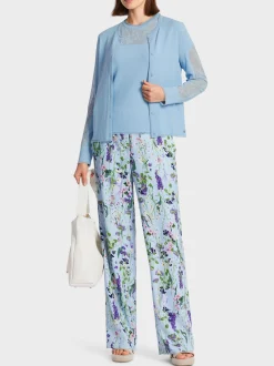 Marc Cain Jacken|Strick-BESTICKTER CARDIGAN "RETHINK TOGETHER" soft summer sky