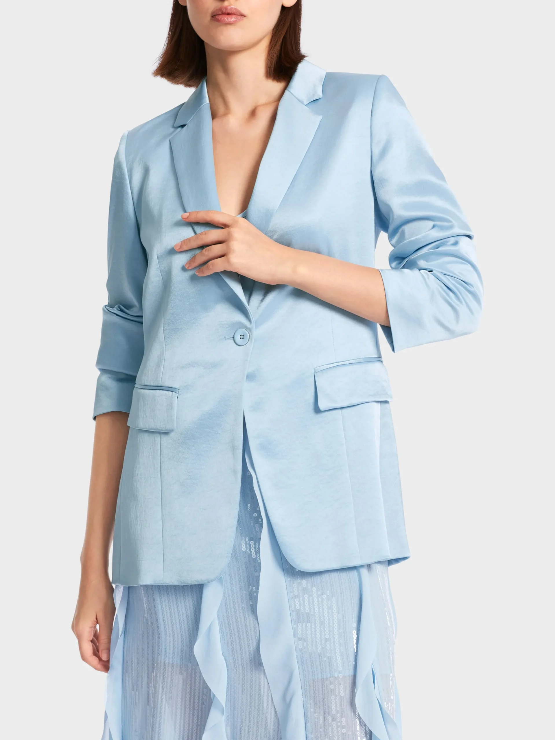 Marc Cain Blazer|Hosenanzüge-BLAZER IM ELEGANTEN GLANZ soft summer sky