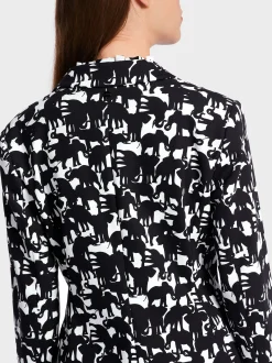 Marc Cain Blazer|Hosenanzüge-BLAZER MIT ELEFANTEN-MOTIV black and white