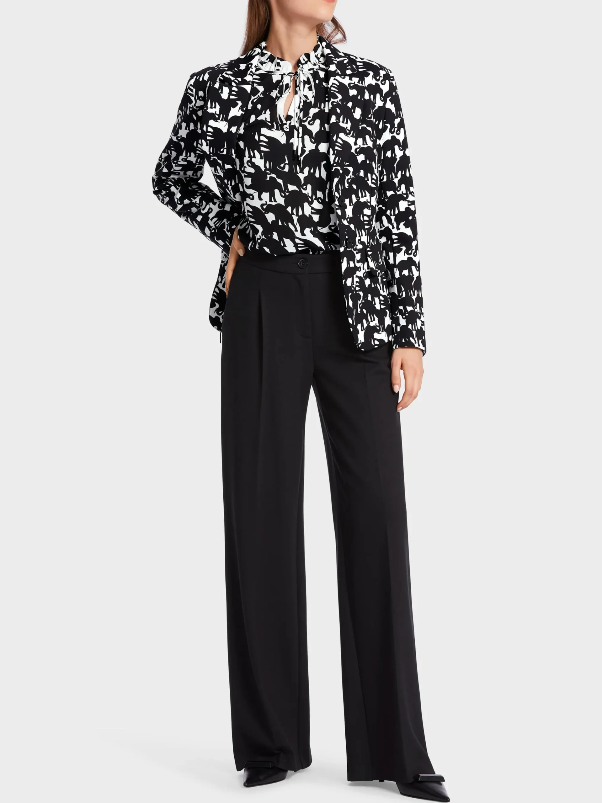 Marc Cain Blazer|Hosenanzüge-BLAZER MIT ELEFANTEN-MOTIV black and white