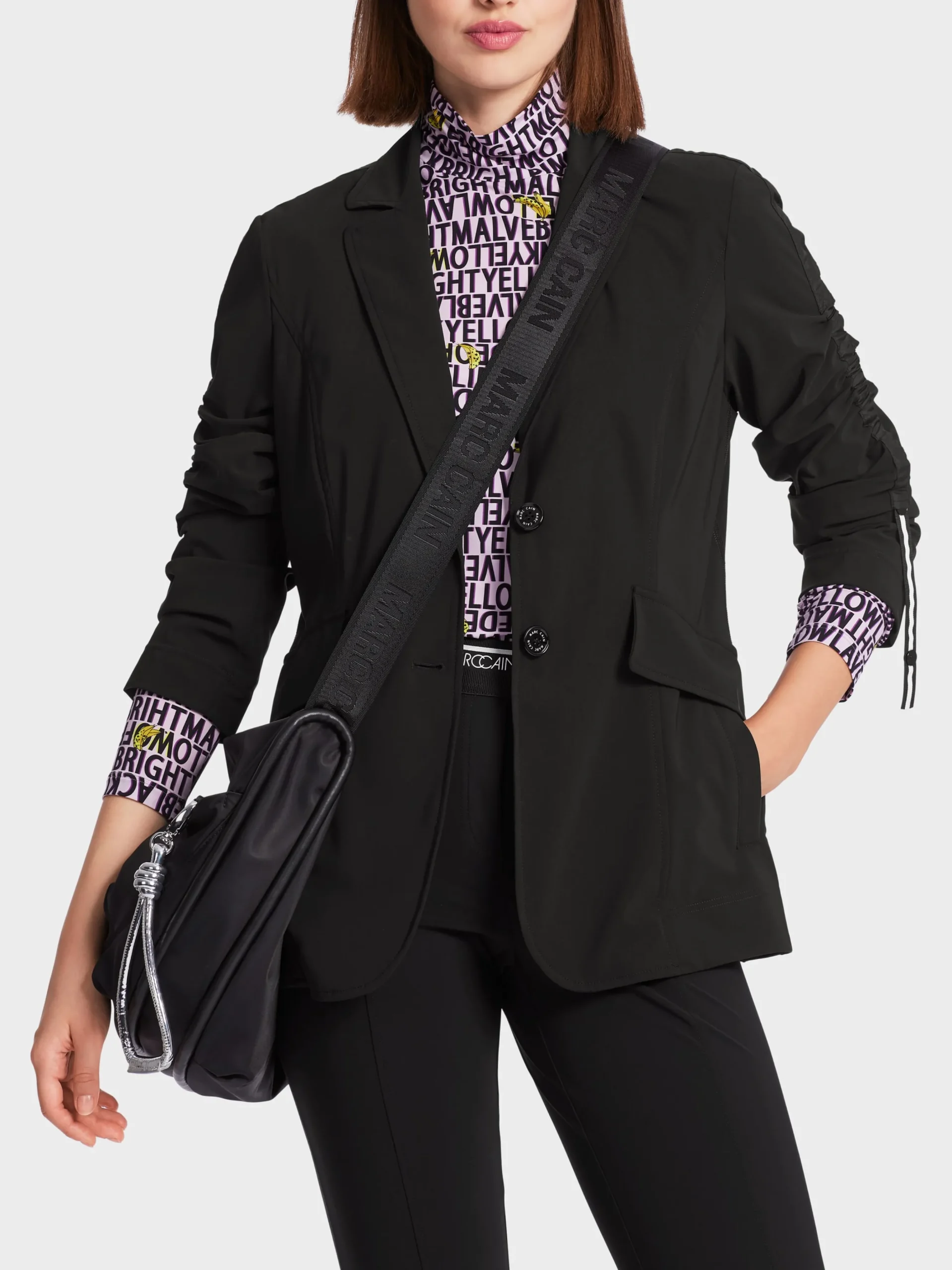 Marc Cain Blazer-BLAZER MIT GERAFFTEM ÄRMEL black