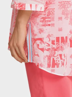 Marc Cain Blusen & Tuniken-BLUSE IM BANDANA-LINES-PRINT light neon red