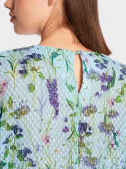 Marc Cain Blusen & Tuniken-BLUSE IM BLUMEN-DESSIN soft summer sky