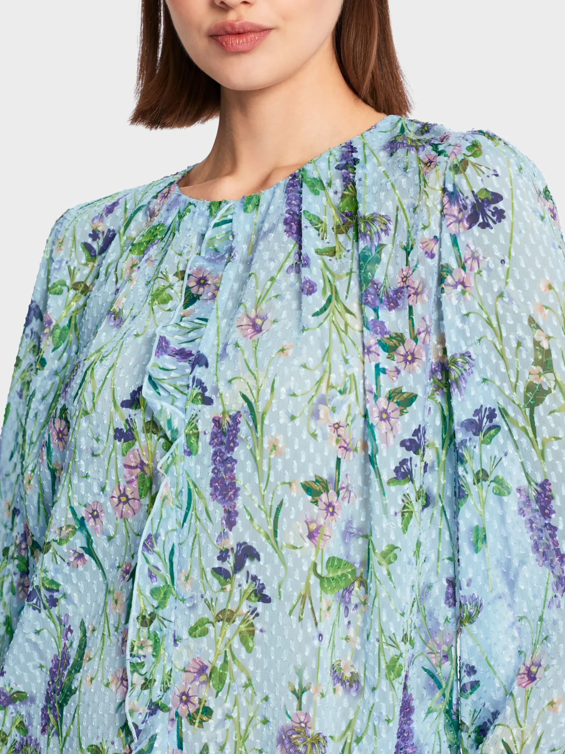 Marc Cain Blusen & Tuniken-BLUSE IM BLUMEN-DESSIN soft summer sky
