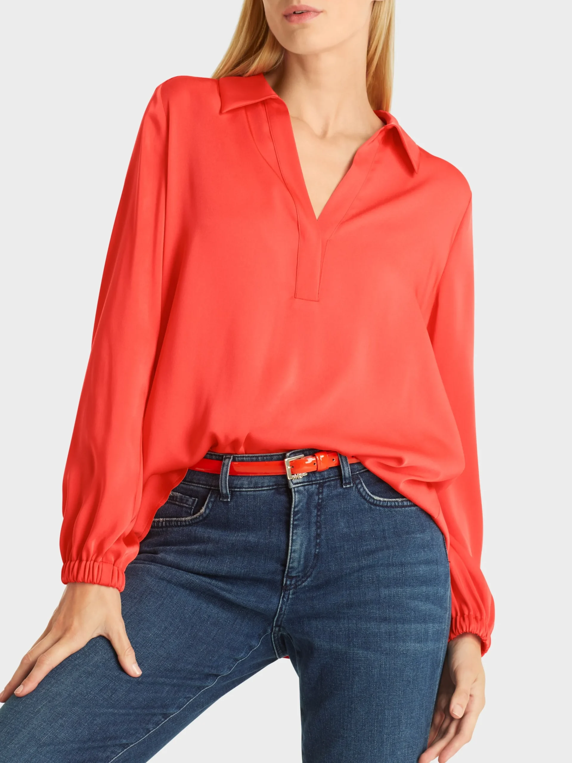 Marc Cain Blusen & Tuniken-BLUSE IM POLO-STIL bright tomato