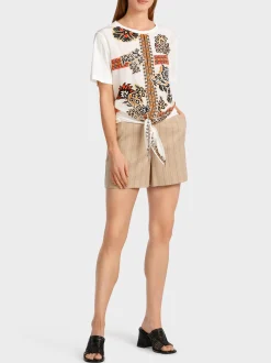 Marc Cain Blusen & Tuniken|Shirts & Tops-BLUSE IN MATERIALMIX off-white