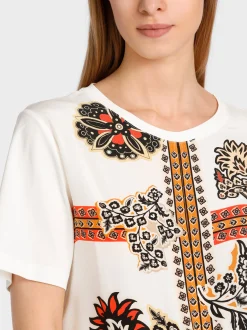 Marc Cain Blusen & Tuniken|Shirts & Tops-BLUSE IN MATERIALMIX off-white