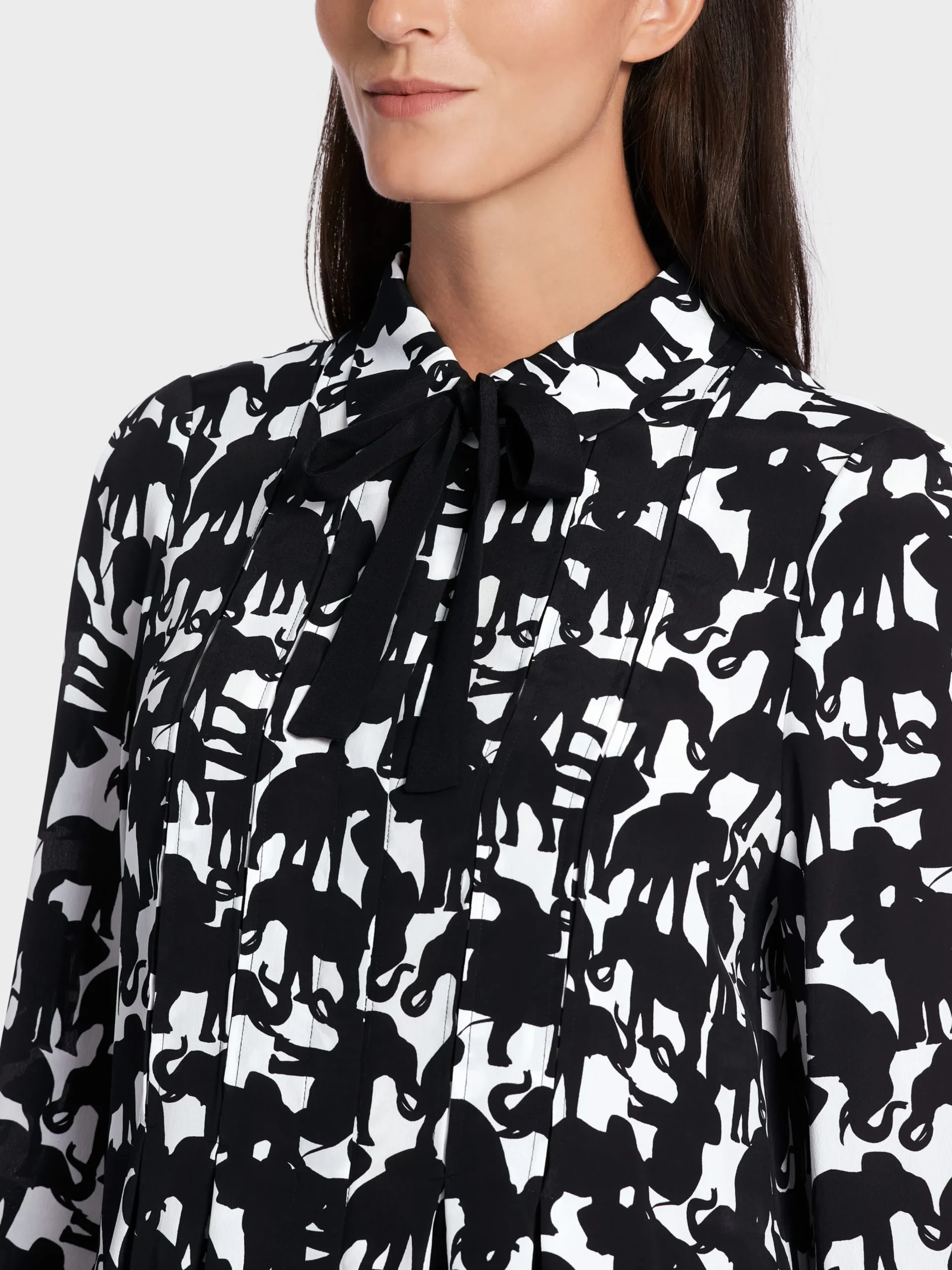 Marc Cain Blusen & Tuniken-BLUSE MIT ELEFANTENDRUCK black and white
