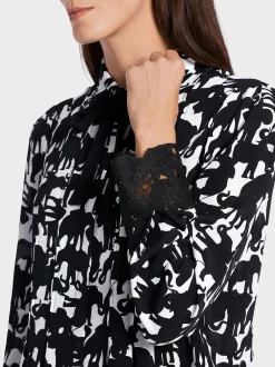 Marc Cain Blusen & Tuniken-BLUSE MIT ELEFANTENDRUCK black and white