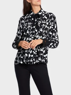 Marc Cain Blusen & Tuniken-BLUSE MIT ELEFANTENDRUCK black and white