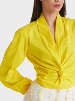 Marc Cain Blusen & Tuniken-BLUSE MIT KNOTEN-DETAIL bright sulphur