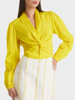 Marc Cain Blusen & Tuniken-BLUSE MIT KNOTEN-DETAIL bright sulphur