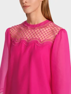 Marc Cain Blusen & Tuniken-BLUSE MIT NETZEINSATZ deep fuchsia