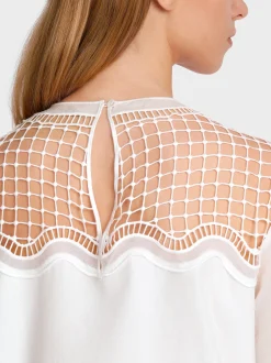 Marc Cain Blusen & Tuniken-BLUSE MIT NETZEINSATZ off-white