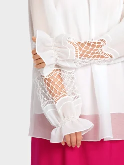 Marc Cain Blusen & Tuniken-BLUSE MIT NETZEINSATZ off-white
