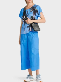 Marc Cain Blusen & Tuniken-BLUSE MIT PALMENPRINT bright azure
