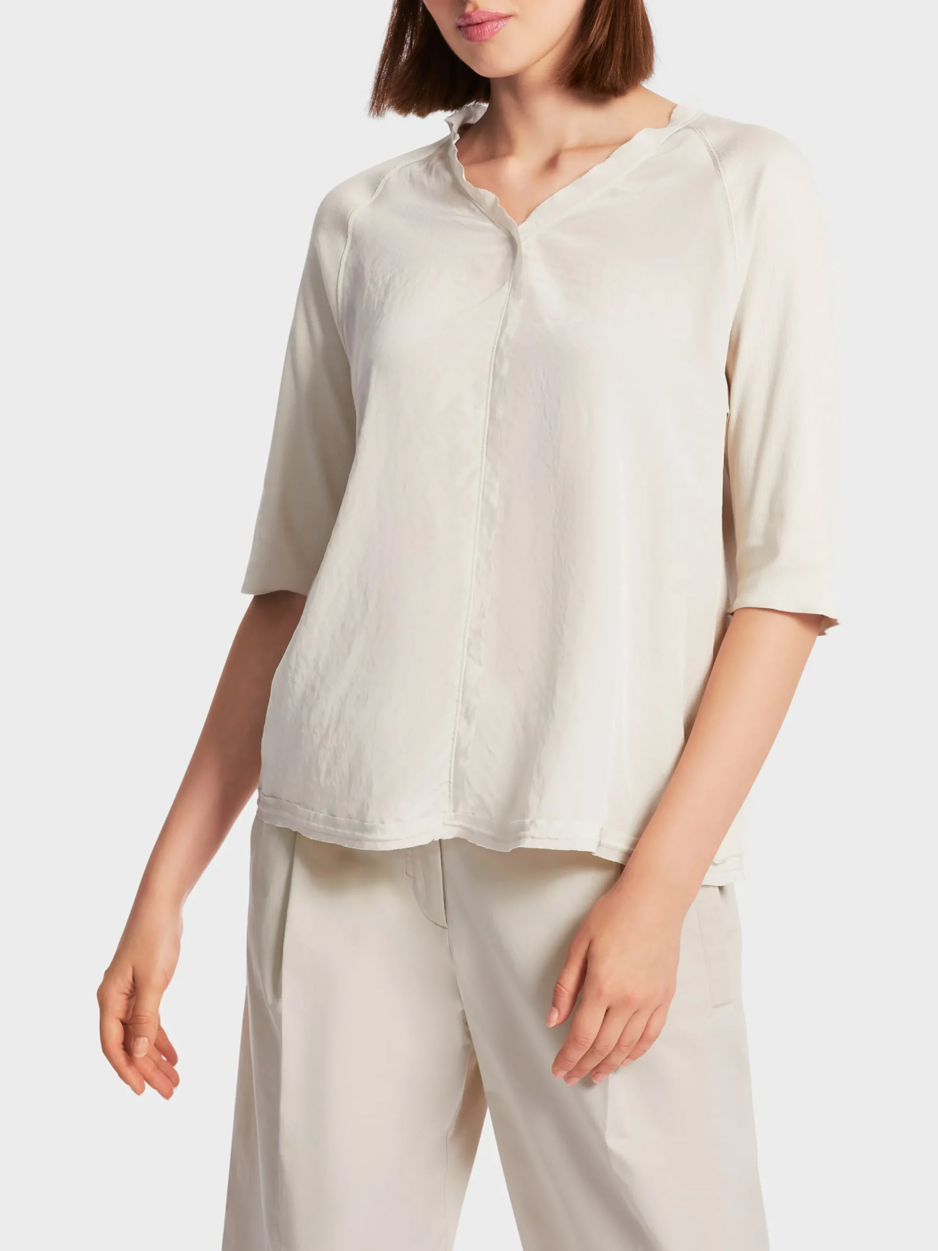 Marc Cain Blusen & Tuniken|Shirts & Tops-BLUSE MIT RAGLAN UND A-LINIE soft moon rock