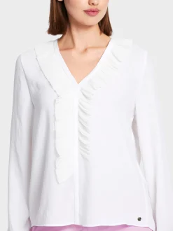Marc Cain Blusen & Tuniken-BLUSE MIT RÜSCHEN white