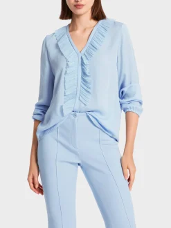 Marc Cain Blusen & Tuniken-BLUSE MIT RÜSCHEN soft summer sky