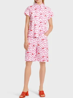 Marc Cain Blusen & Tuniken-BLUSE MIT TONIGEM FLAMINGO-PRINT lip gloss