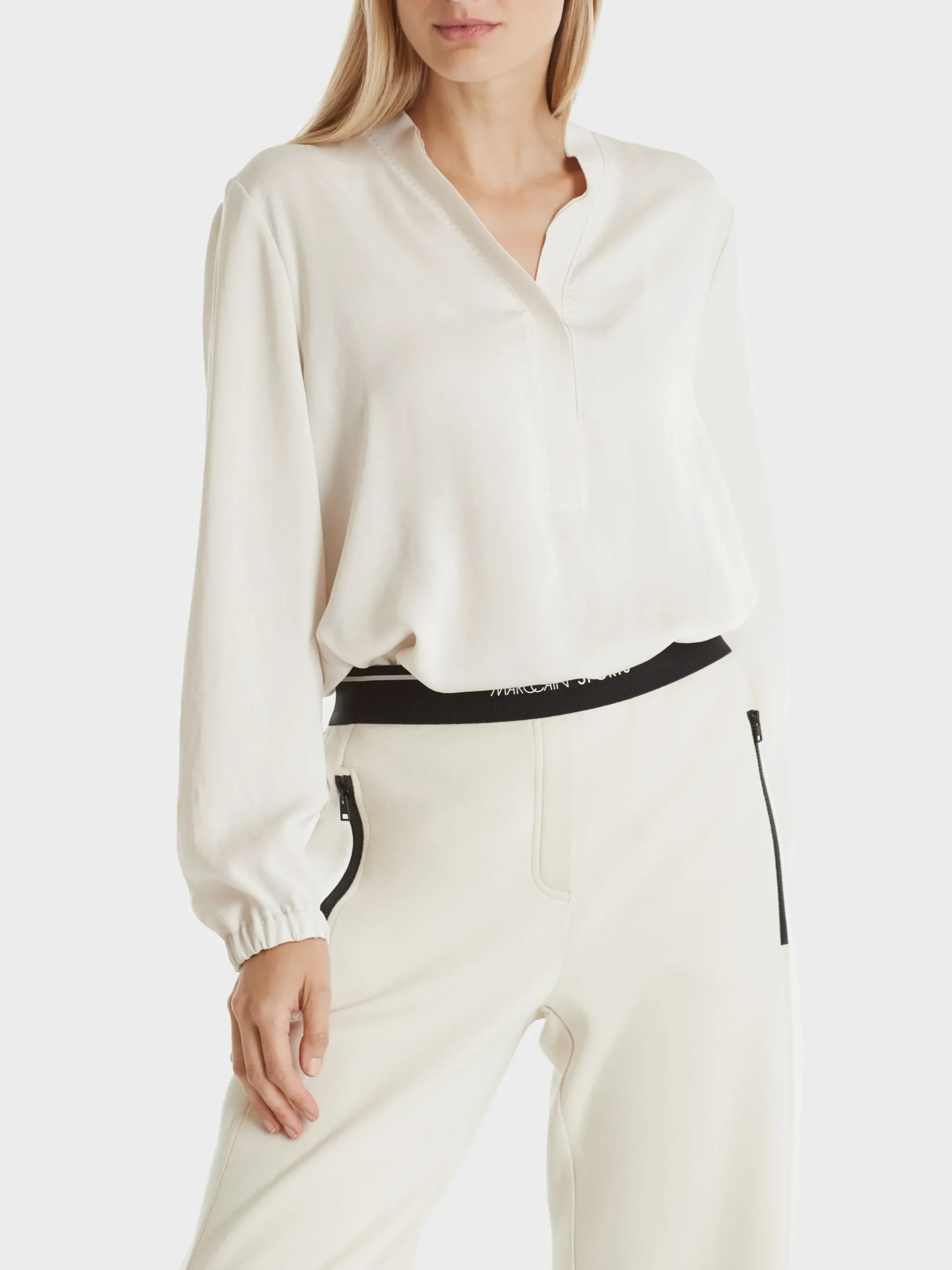 Marc Cain Blusen & Tuniken-BLUSE MIT V-NECK smoke