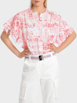 Marc Cain Blusen & Tuniken-BLUSE MIT VOLANTÄRMELN light neon red