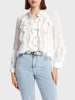 Marc Cain Blusen & Tuniken-BLUSE MIT VOLANTS off-white