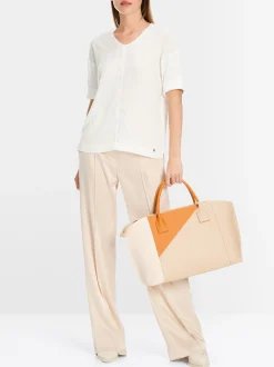Marc Cain Blusen & Tuniken|Shirts & Tops-BLUSENSHIRT AUS MATERIAL-MIX off-white